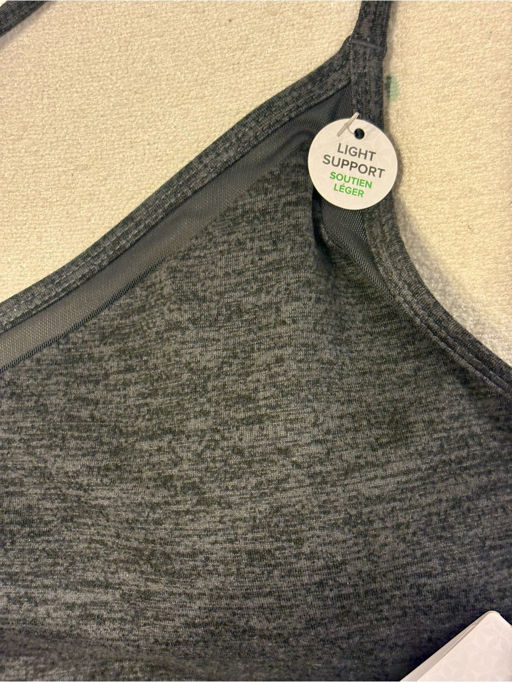 GAIAM Charcoal Heather Light Support Strappy Sports Bralette - Picture 3 of 6